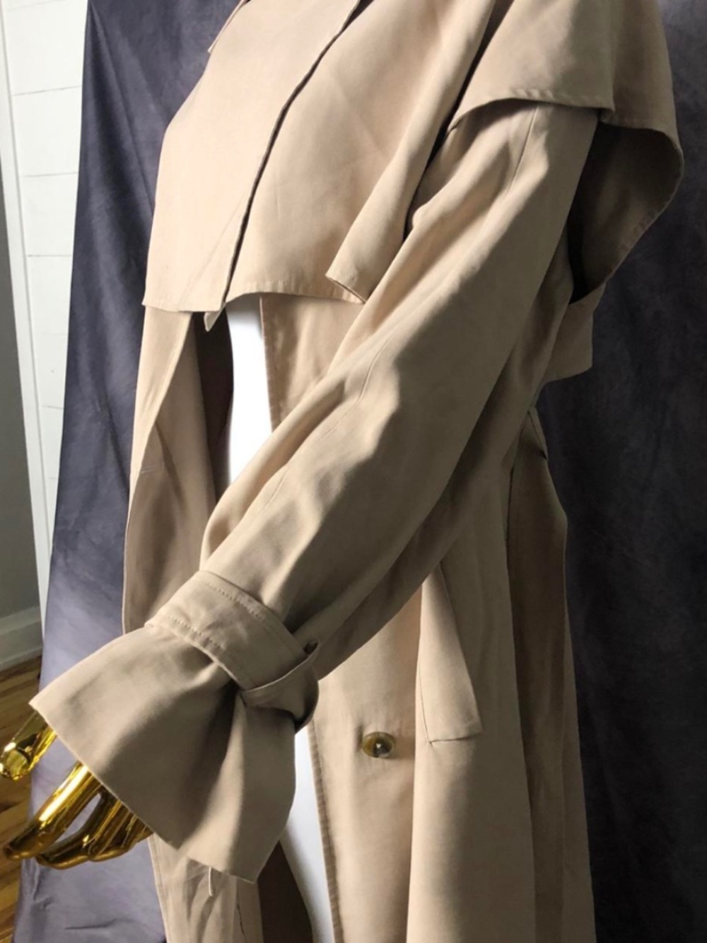 eon Designer Trench Coat Belted Oversized Luxury Long Coat Size Small - Picture 5 of 9
